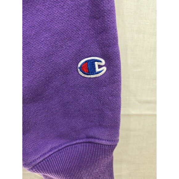 Vintage Champion Reverse Weave Purple Hoodie Sweatshirt Spell Out Logo Men Small - Picture 3 of 8
